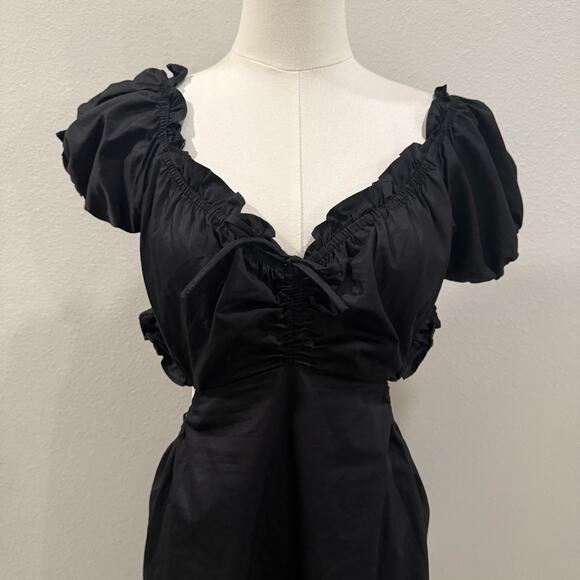 ASTR The Label Verana Dress Revolve Puff Sleeve Cutout Mini Dress Large Milkmaid - Picture 5 of 10